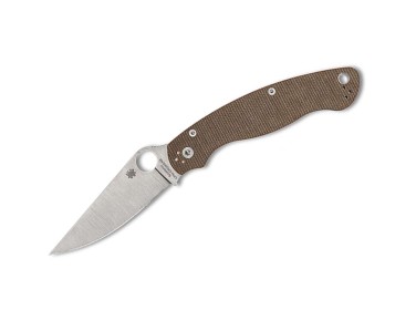 Spyderco Military 2 Brown Canvas Micarta CPM Cru-Wear PlainEdge