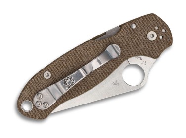 Spyderco Para 3 Brown Canvas Micarta CPM Cru-Wear PlainEdge