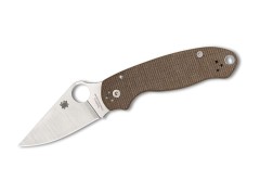 Spyderco Para 3 Brown Canvas Micarta CPM Cru-Wear PlainEdge